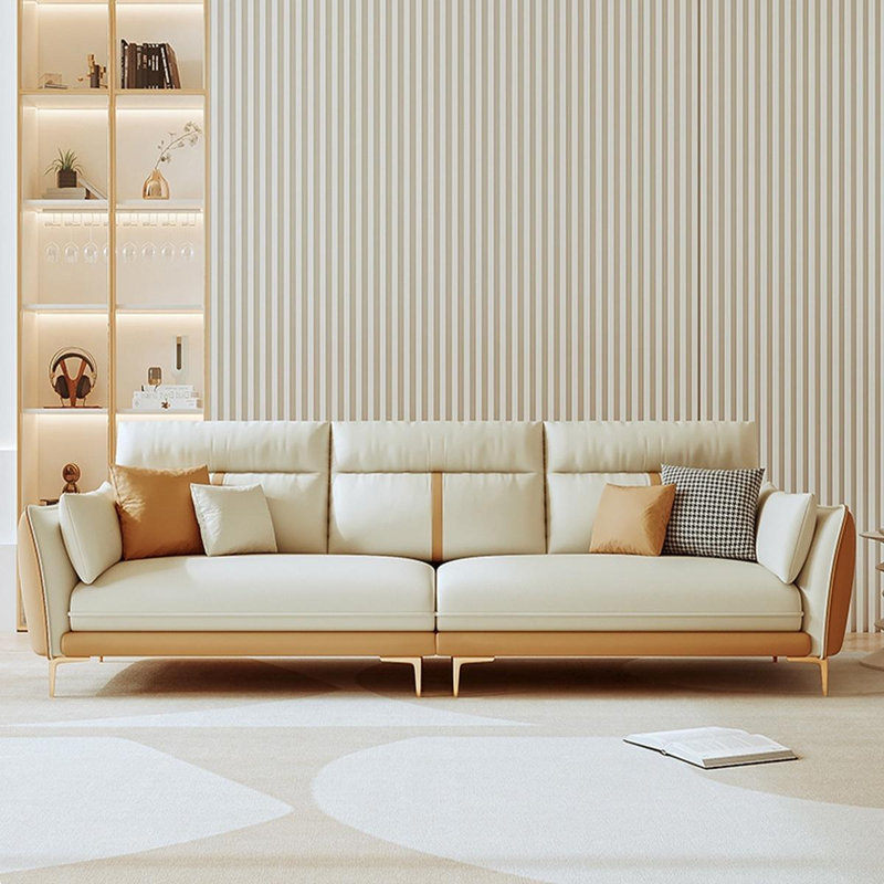 Coussin beige modulaire en similicuir