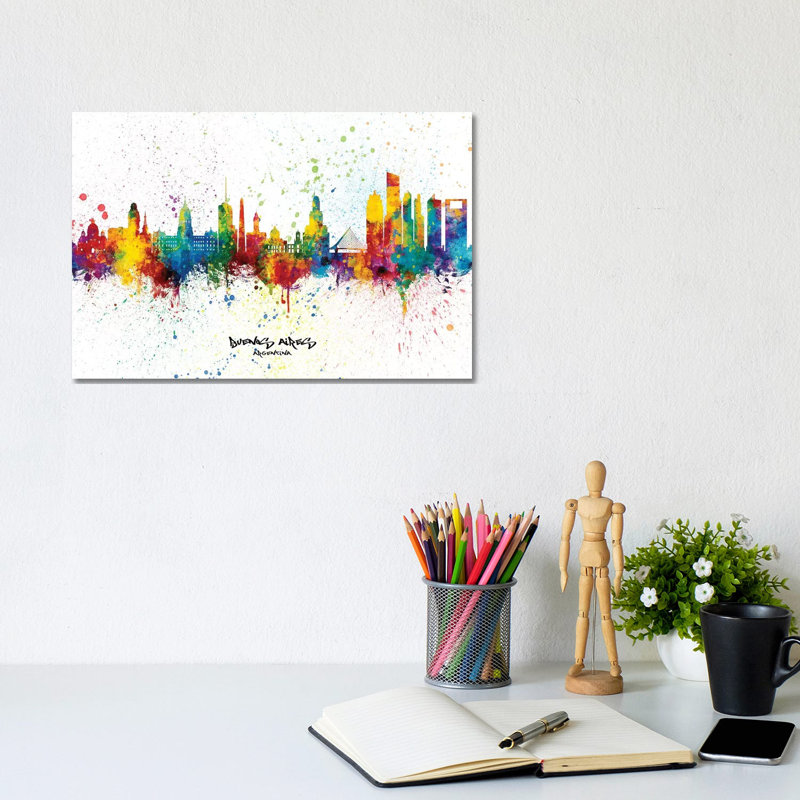 Buenos Aires Argentina Skyline Splash by Michael Tompsett - Wrapped Canvas Gallery-Wrapped Canvas Giclée
