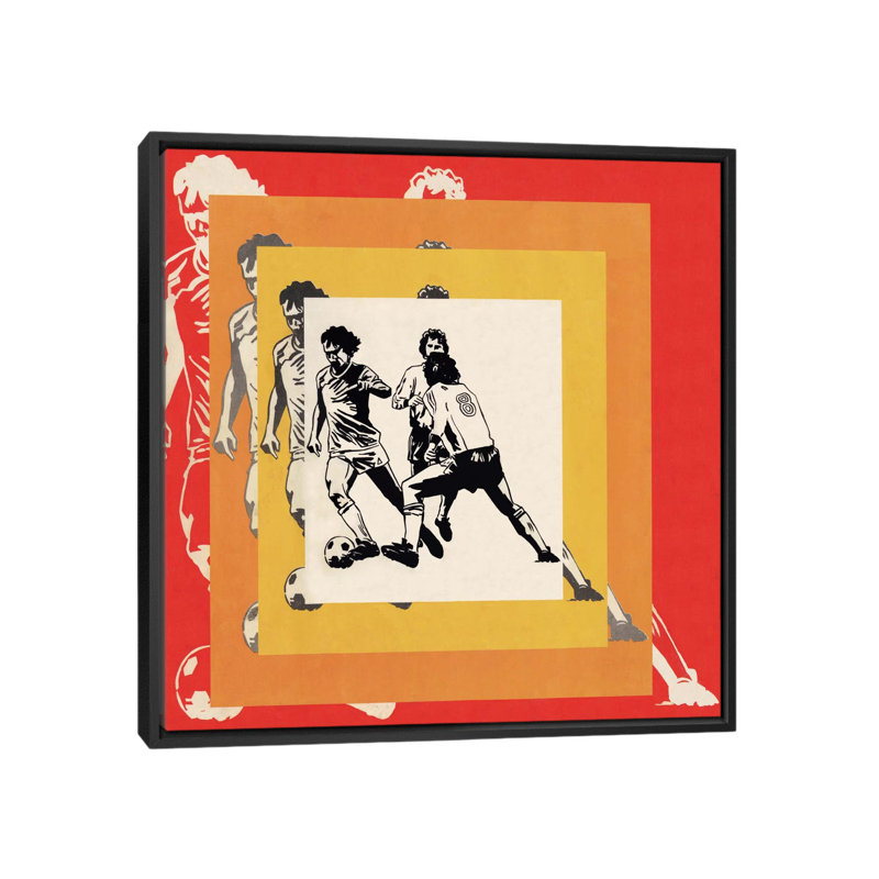 « futbol graphics », impression sur toile, H 18 po x l 18 po x P 1,5 po, Toile avec cadre noir, Pas de tapis