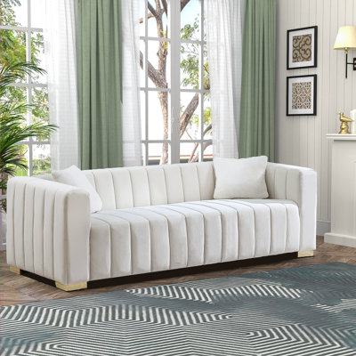 Canapé en velours de luxe 87 po avec 2 coussins Clifford