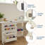 Table pliante à coudre et artisanale compacte - Bureau polyvalent avec tablettes de rangement, plateaux, verrous magnétiques, roues verrouillables - Idéal pour les petits espaces et les studios, blanc