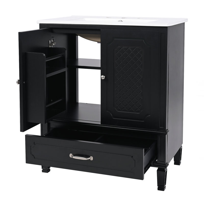 Meuble-lavabo de salle de bain avec lavabo, Noir