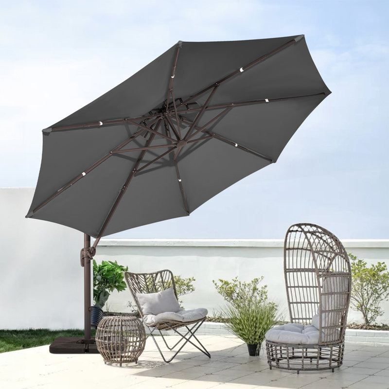 Parasol en porte-à-faux de 132 po avec couvercle, Gris