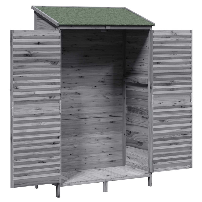 Vidaxl Garden Shed Solid Fir Wood Storage Cabinet Outdoor Modern Design Ample, Grey