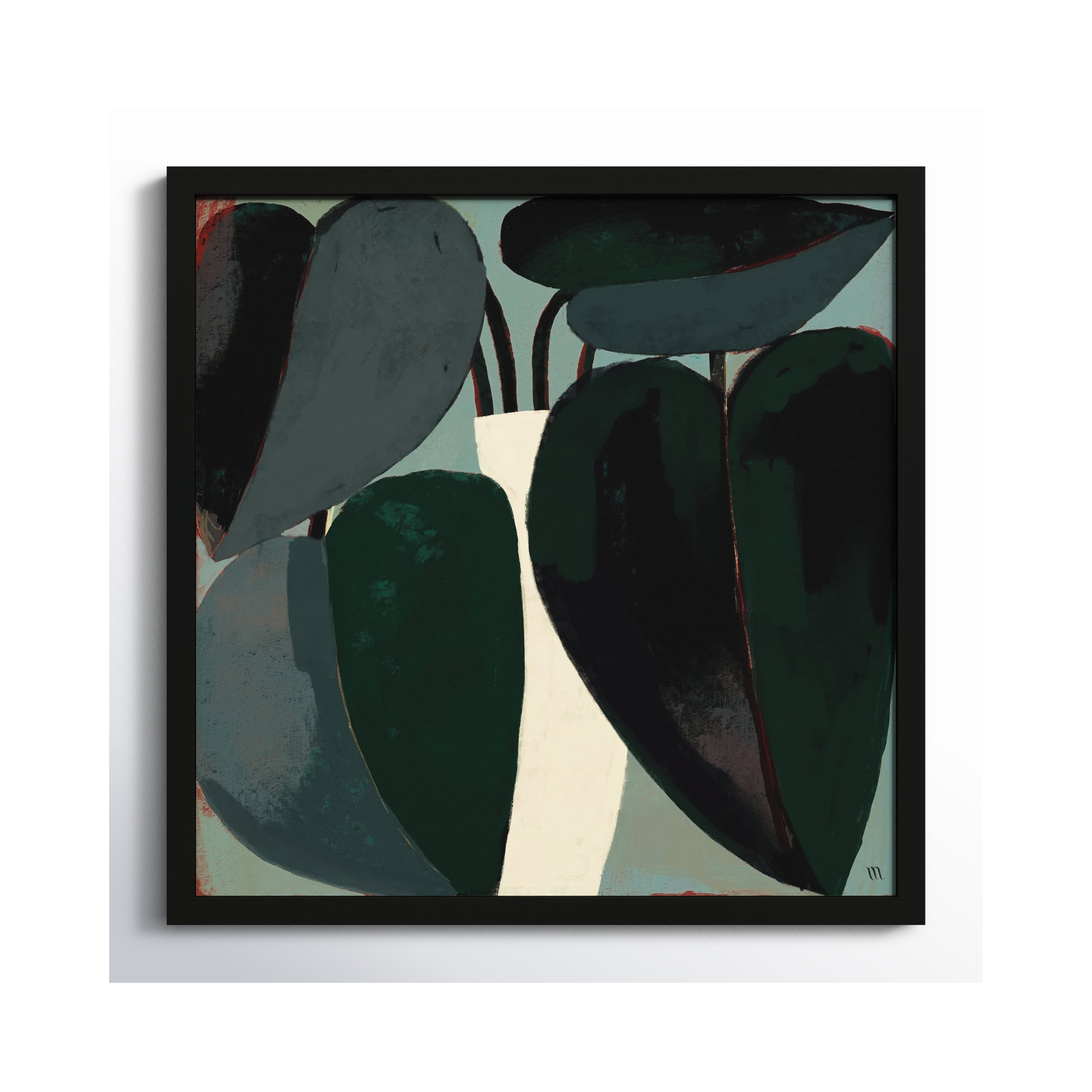 Fall Plant by StudioM, 24" H x 24" W x 1.25" D, Black