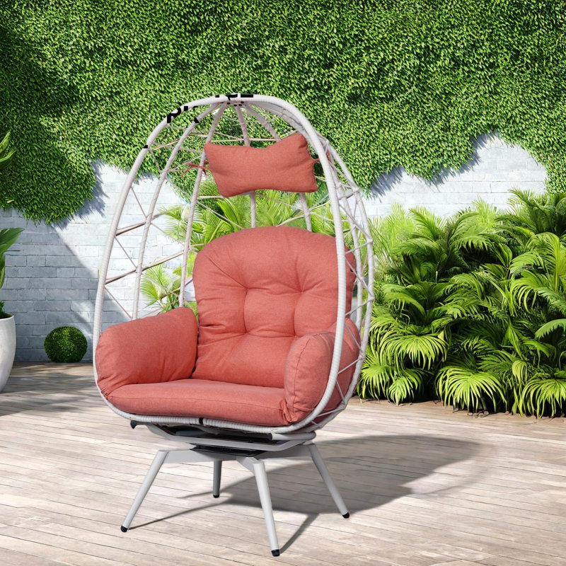Swivel Patio Lounge Chairs, Steel Rattan Egg Style For Home Patio