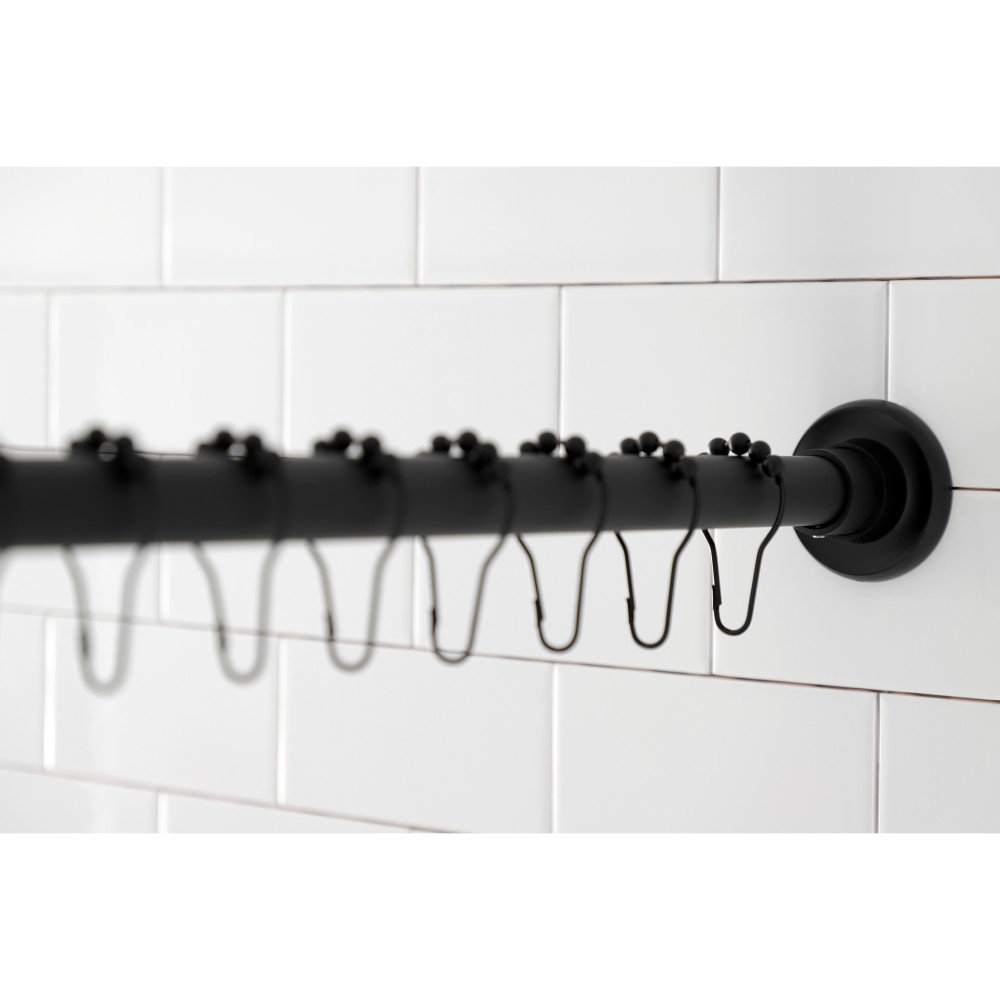 Edenscape Adjustable Shower Curtain Rod with Rings, Matte Black