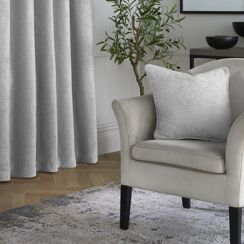 Textured Chenille Square Throw Cushion, Grey