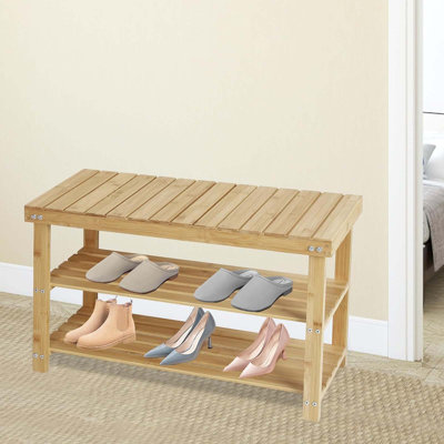 6 Pair Shoe Storage Bench, 3-Tier Shoes Rack