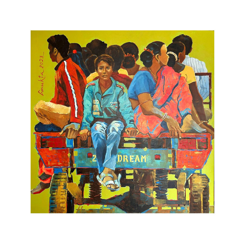 Roues de l'espoir, peinture acrylique | Sur toile | Par Anukta Mukherjee Ghosh