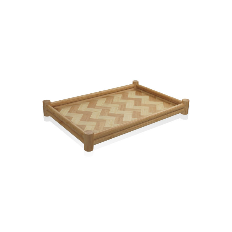 Élégant plateau de service en bambou, couleur noyer, 16,1 po x 11,0 po x 2,0 po | 100% bambou naturel, léger et durable | Parfait pour recevoir, déjeuner au lit ou décoration intérieure | Ne va pas au lave-vaisselle ni au micro-ondes