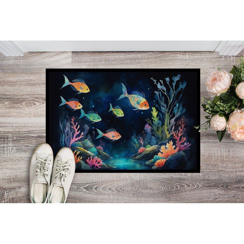 Bioluminescent Fish Doormat, 24" W x 36" L