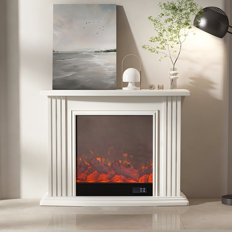 Ivory Landscape Electric Fireplace, 31.5" H x 39.37" W x 12.99" D