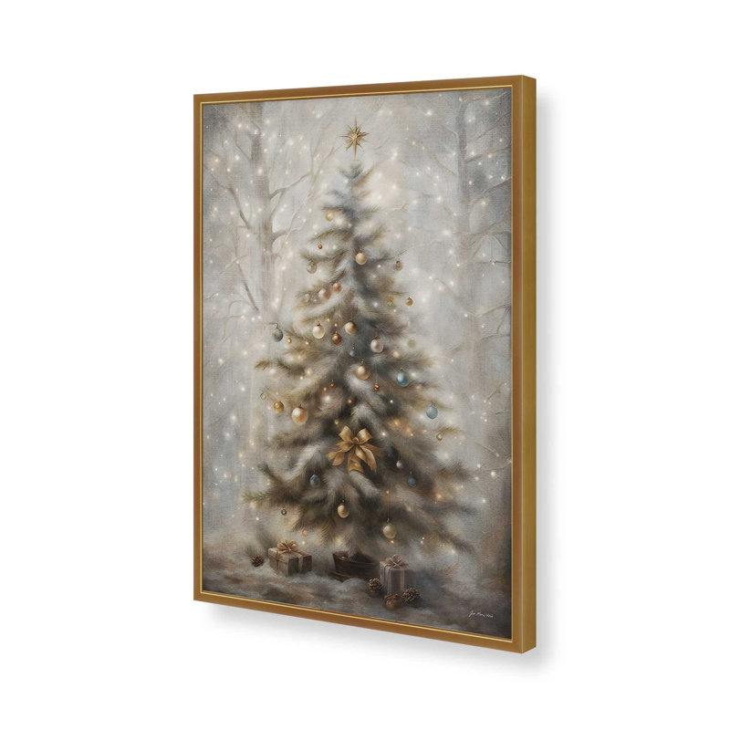 «Oh Tannenbaum» par Jo Moulton, reproduction d'art sur toile, H 25,5 po x l 19,5 po, Doré