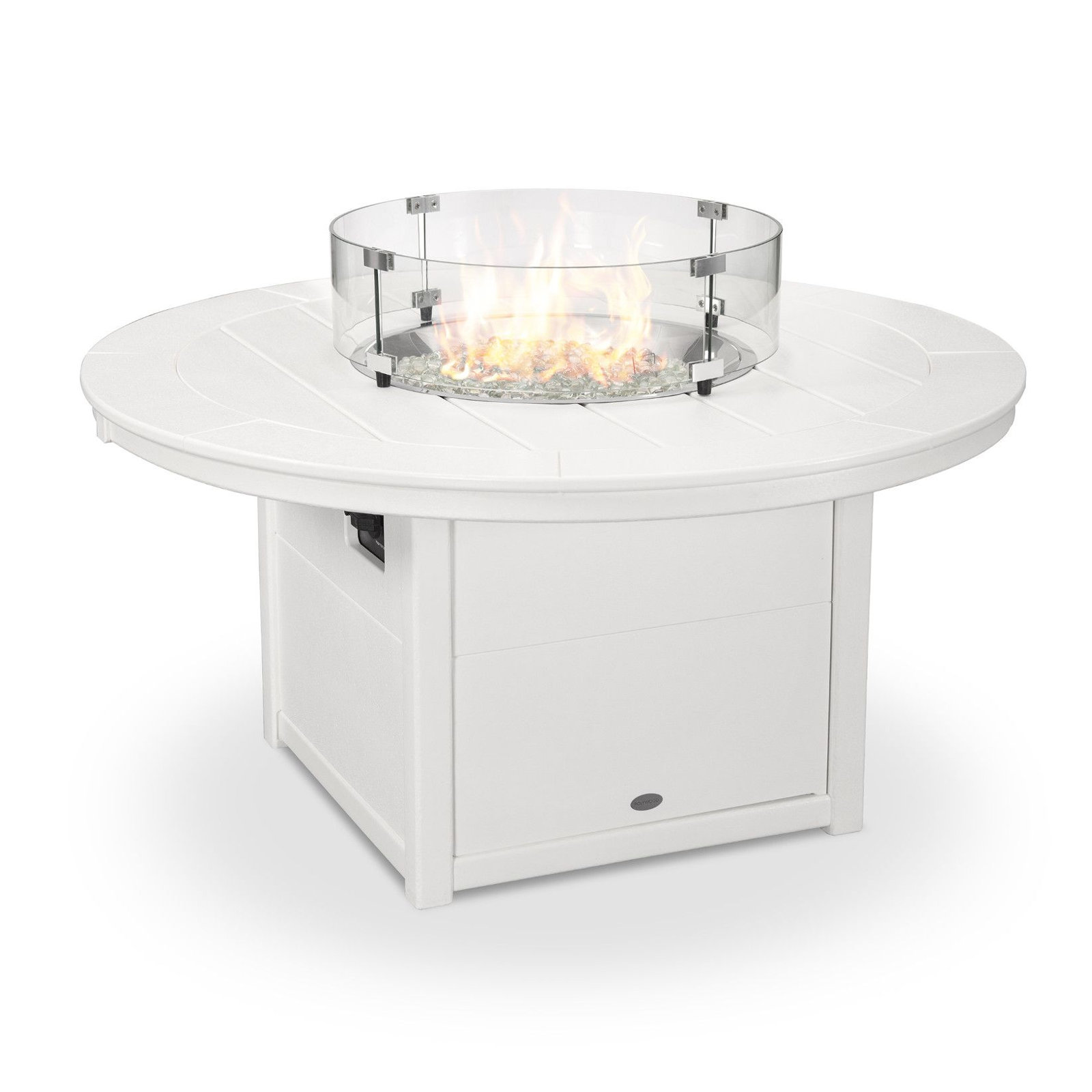 POLYWOOD® Tables Round 48" Fire Pit Table, White