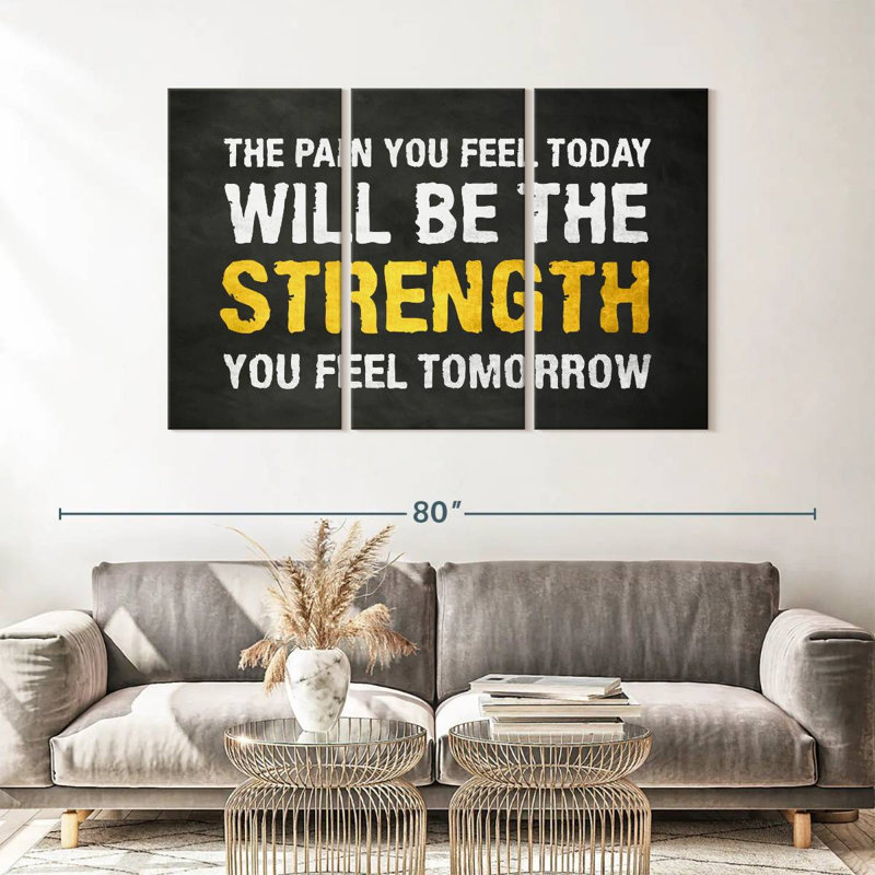 Motivation, typographie, inspiration, gymnastique sur toile, ensemble de 3 pièces, H 36 po x l 57 po x P 1,25 po