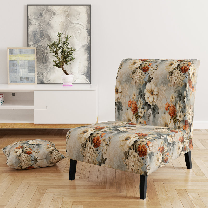 Rustic Victorian Brocade Victorian Motif - Chaise d'appoint de chalet rembourrée à motif floral