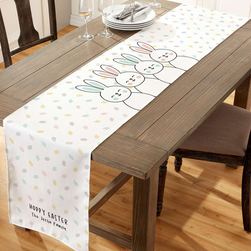 Easter Bunny Family Personalized Table Runner, 96" x 16"