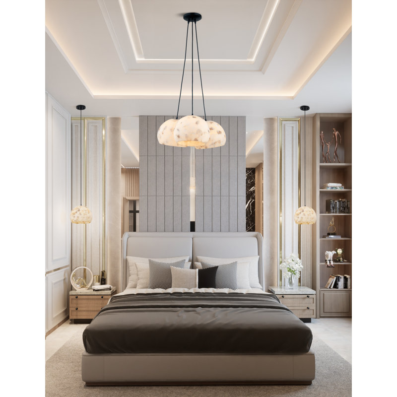 Alabaster Rocks! - Globe 3-Light Cluster Pendant, Matte Black