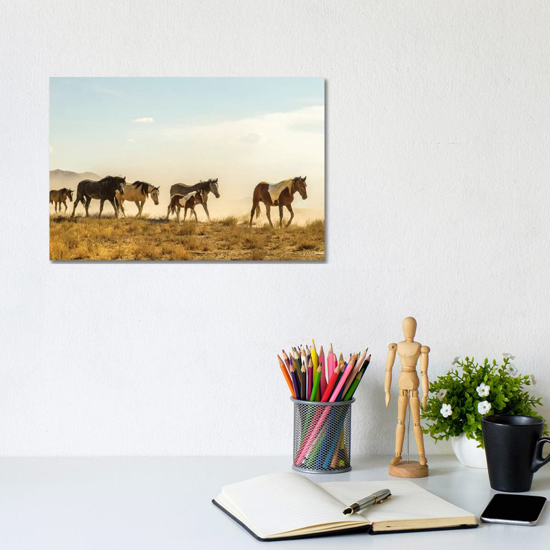 USA, Utah, Tooele County. Wild Horses Walking. by Jaynes Gallery - Wrapped Canvas Gallery-Wrapped Canvas Giclée