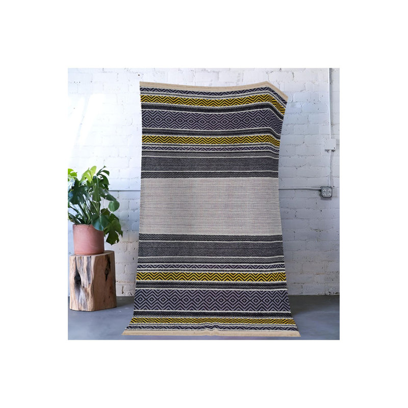  Theme Sectioned Stripe Pattern Modern Machine Washable Decorative Rug, Rectangle 4'7" x 6'7"  Rug Pad Included