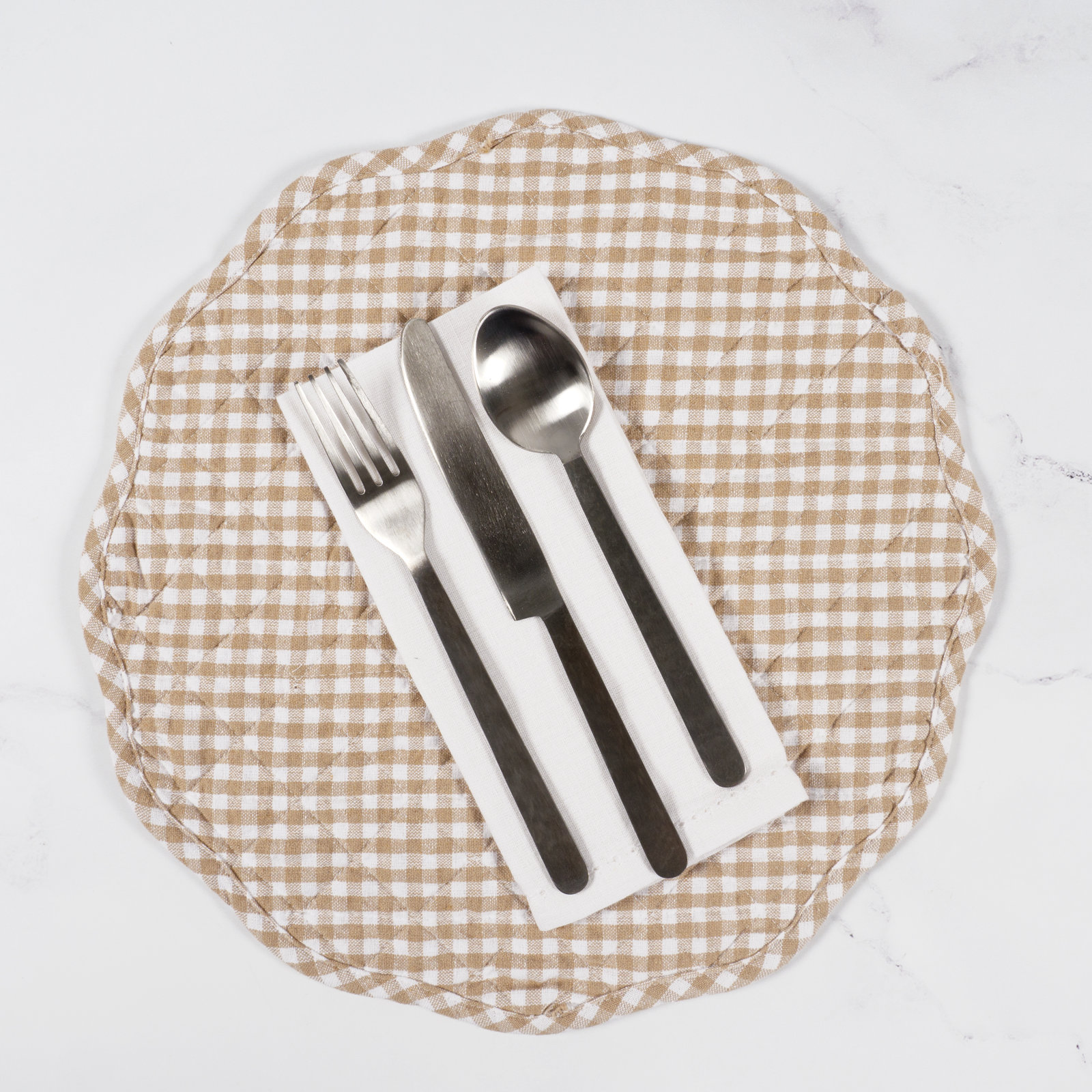Set of 4 Farmhouse Quilt Placemats, Natural