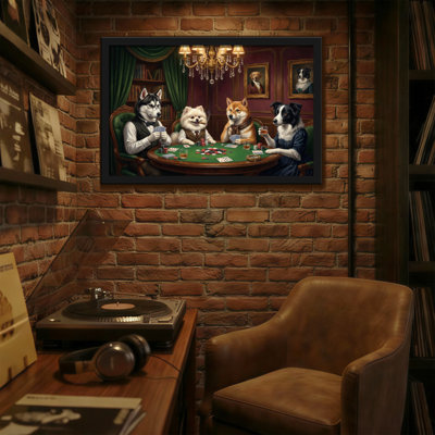 Animals Dogs Playing Poker In Elegant Room