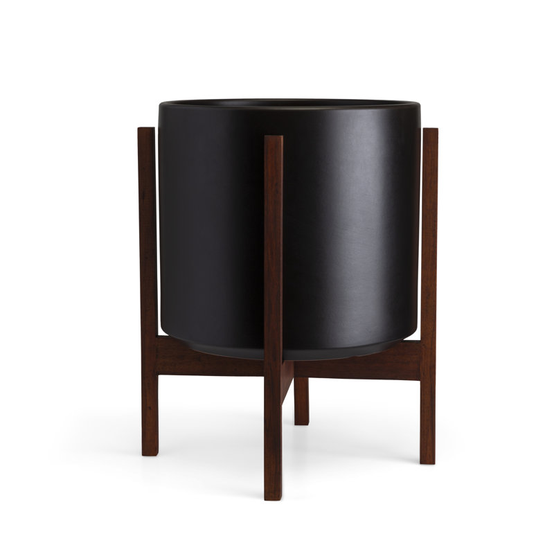 Keyes Pot Planter, Black/Dark, 18.5" H x 15.5" W x 15.5"