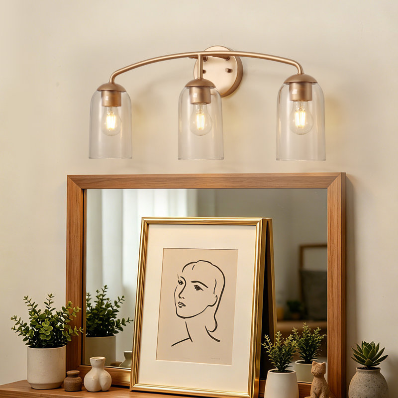 Modern 3-Light Dimmable Vanity Light, Brass