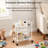 2‑Tier Compact Metal Rolling Cart, Under‑Desk Mobile Storage Organizer With Wheels
