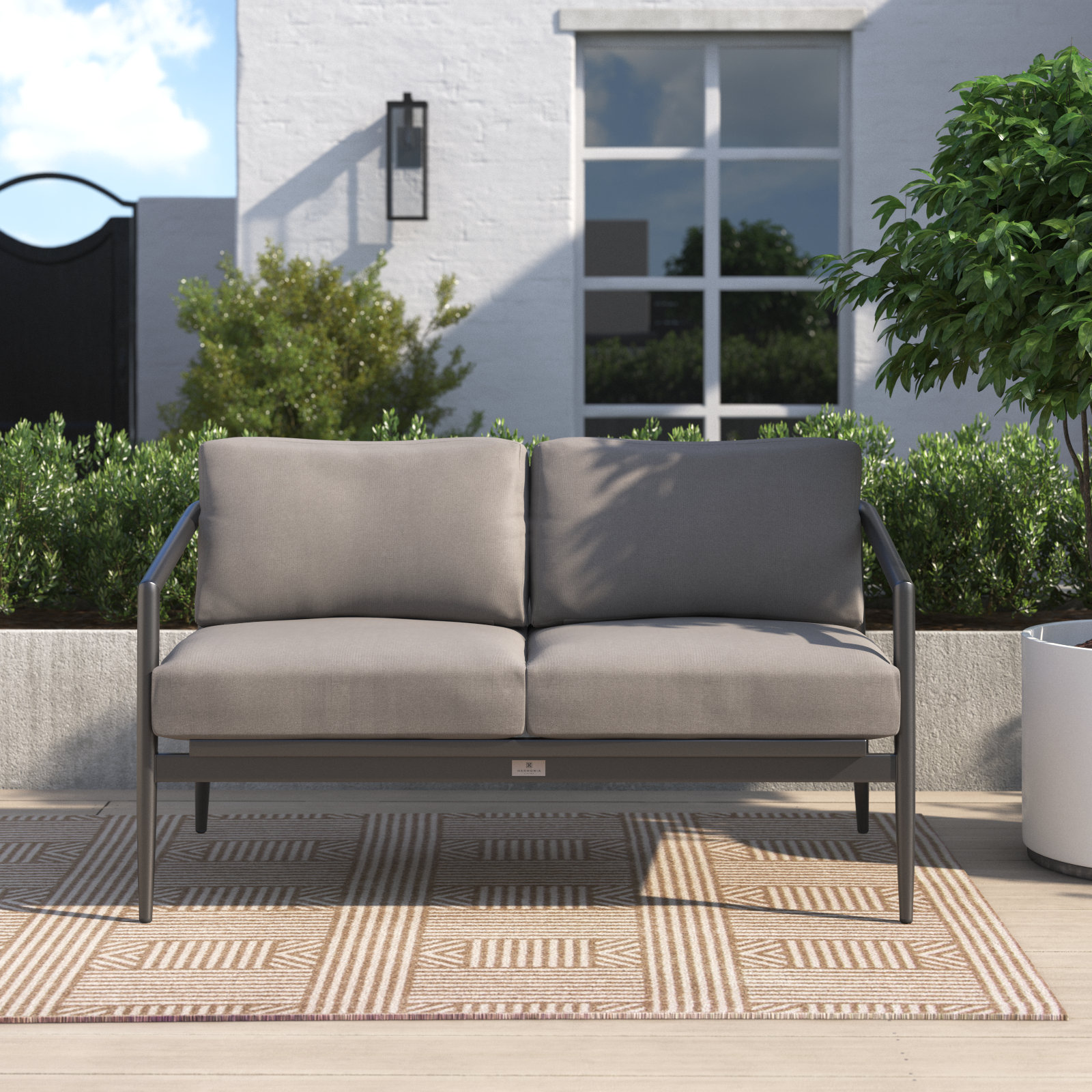 Delaine 57" Sunbrella® Patio Loveseat, Canvas Charcoal Sunbrella® Canvas, Slate