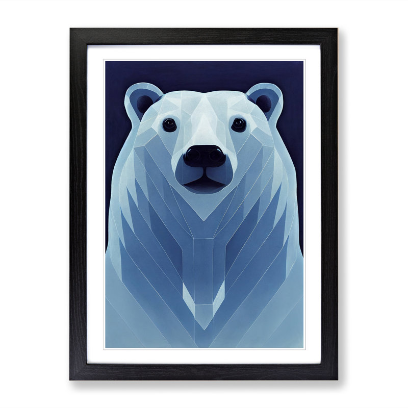 Polar Bear Purism - Picture Frame Print, 64cm H x 46cm W x 2cm D, Walnut