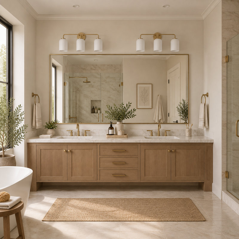 Applique murale de salle de bain à 3 lumières en or brossé avec verre dépoli