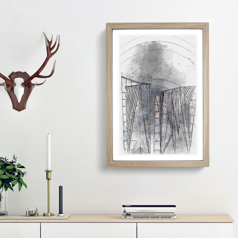 Sketching the Architecture Vol.6 - Picture Frame Drawing Print, Oak Framed, 65cm H x 48cm W x 2cm D
