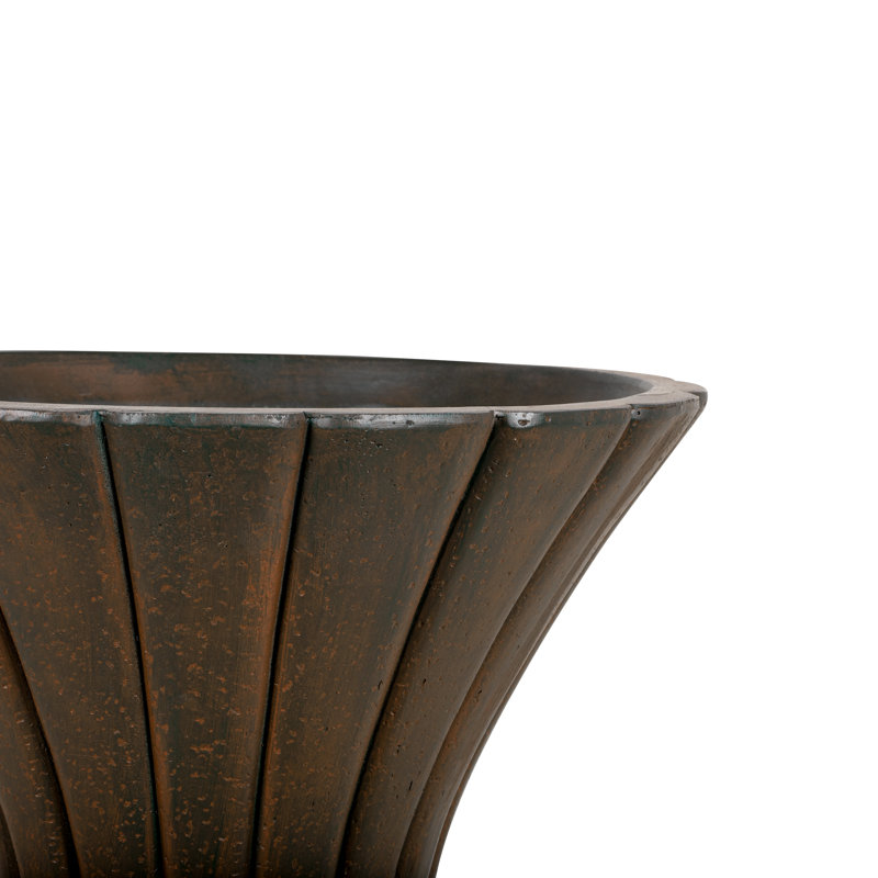 Roselmont Vintage Traditional MGO Fluted Urn Planter with Pedestal Base  and Weather-Resistant Finish