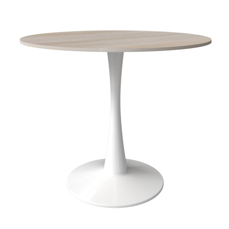 Table de salle à manger ronde avec plateau en pierre frittée et base de piédestal en acier pour 2 à 4 personnes dans la cuisine et la salle à manger