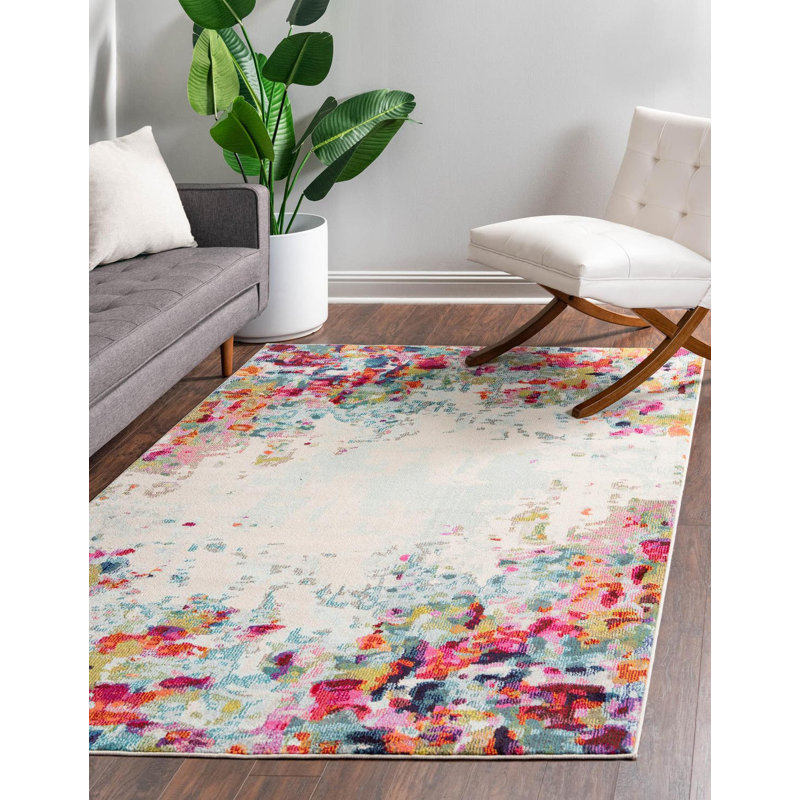 Cariel Washable Abstract Indoor Rug, Rectangle 3'3" x 5'3"