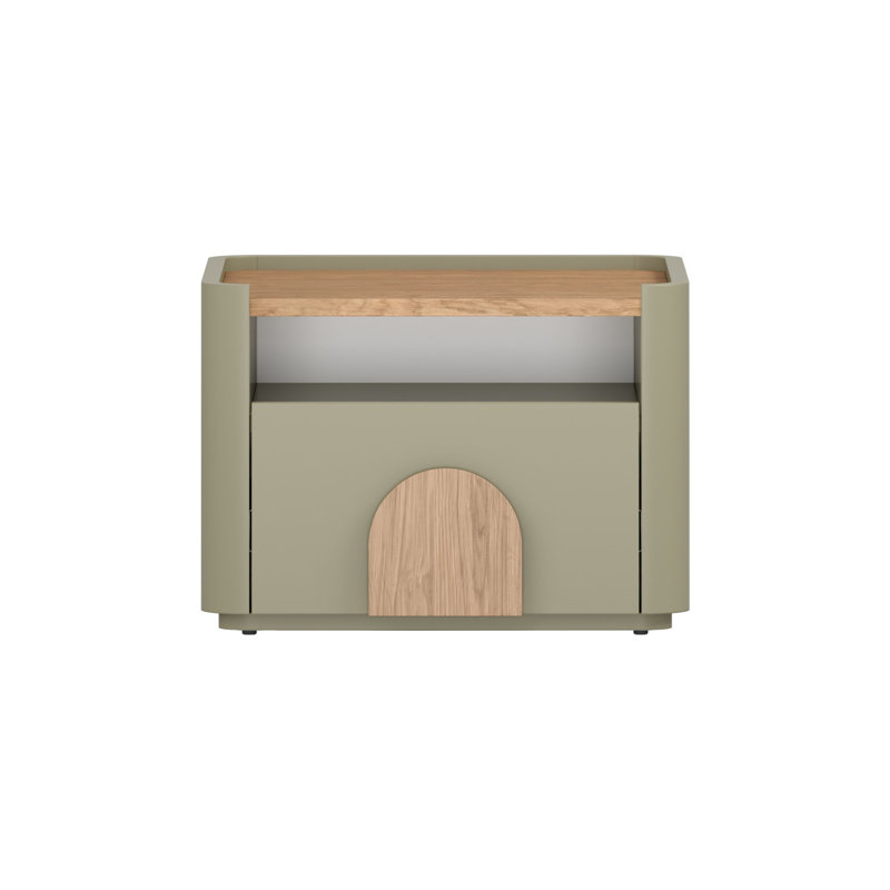 Sadeen 50cm W Manufactured Wood Bedside Table, Green/Brown