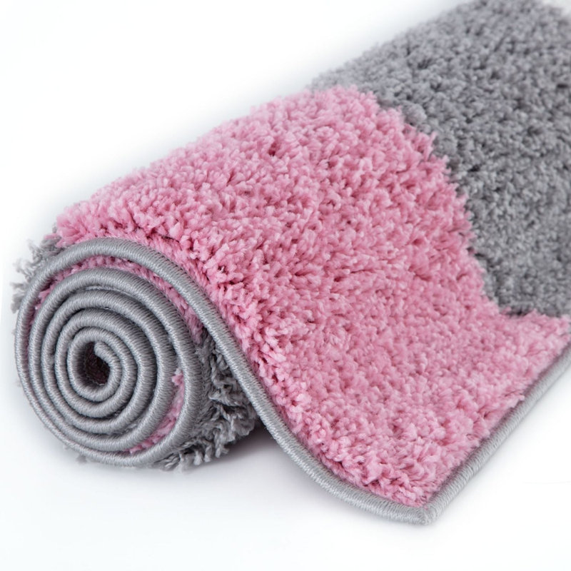 Myshaggy Collection Rugs Geometric Design in Pink, Rectangle 80 x 150cm