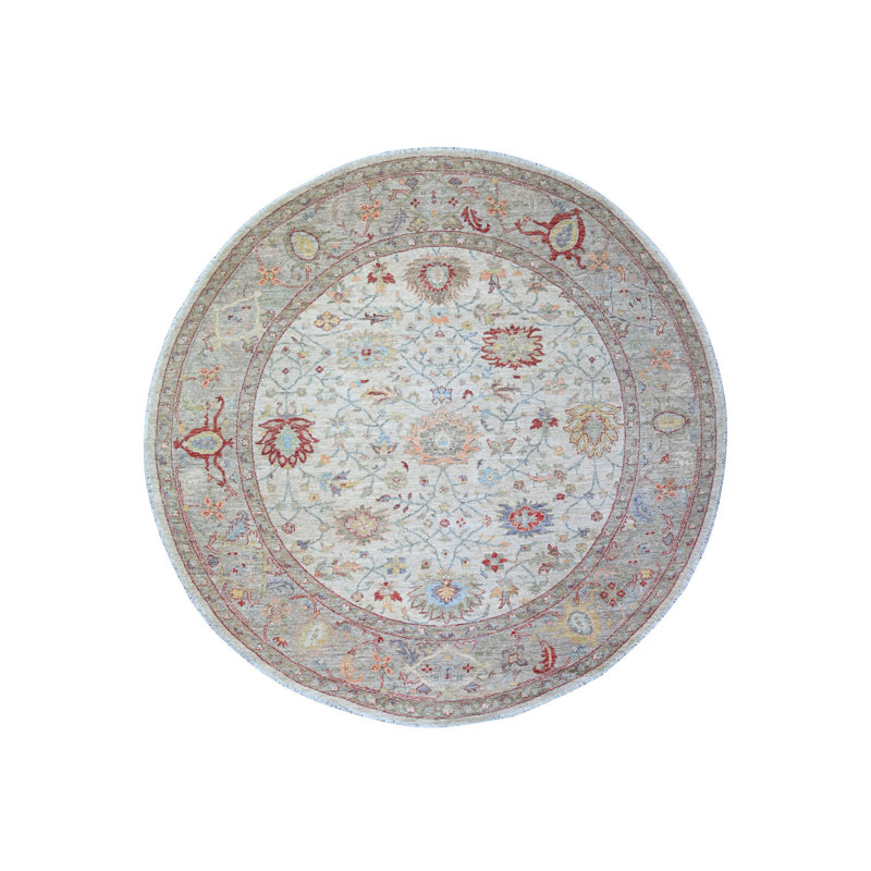Tapis oriental rond en laine noué à la main 8 pi x 8 pi Ziegler Mahal ivoire EC01F11A6B454194A79B9FF897B9DD1A