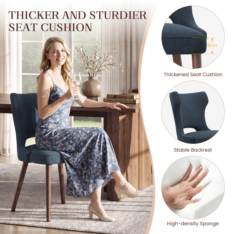 46.5cm H Fabric Upholstered Upholstered Back Side Chair, Blue