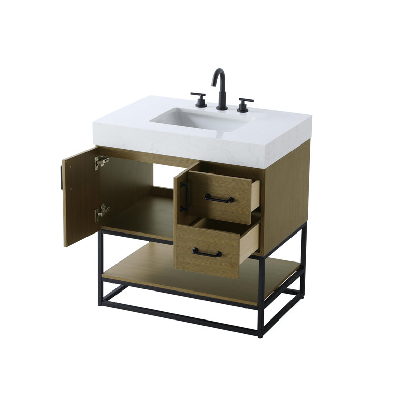Meuble-lavabo simple 32 po, Brun châtaigne
