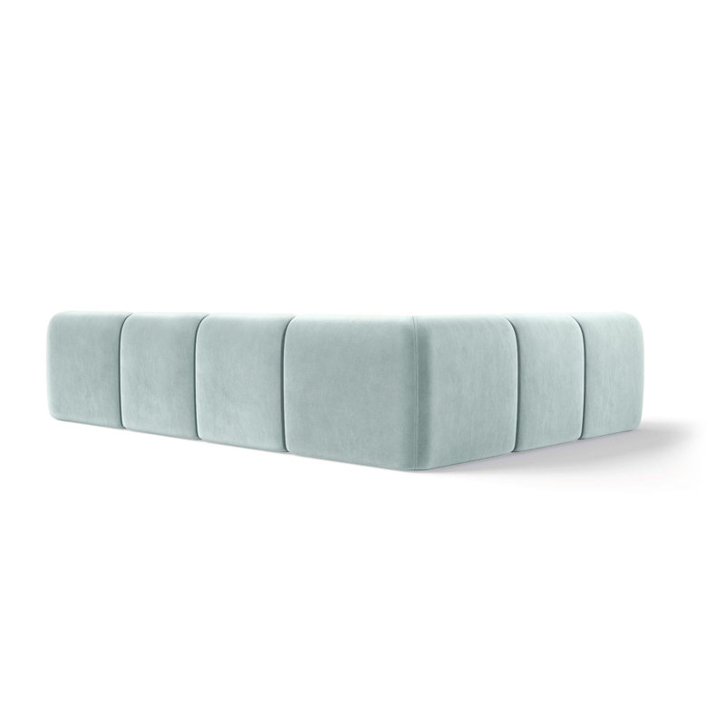 6 Seater Velvet Sofa & Chaise, Right Hand Facing, Blue Velvet