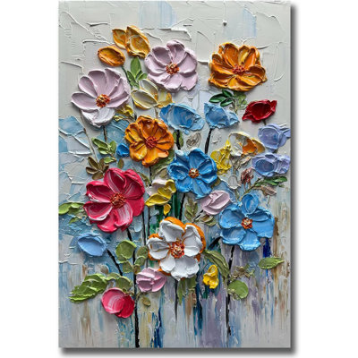 Moderne 100% peint à la main abstrait coloré peinture florale à l'huile sur toile