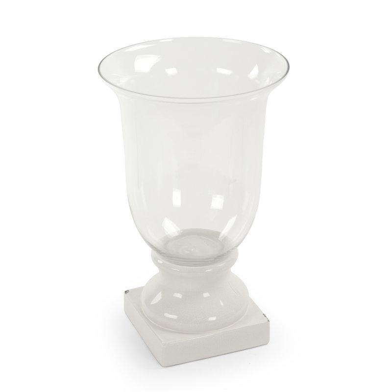 Arnaldo Glass Urn Planter, 20.5" H x 12.5" W x 12.5" D