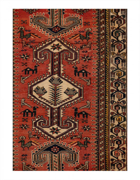 One-of-a-Kind 3'4'X13'2" Area Rug in Rust/Navy Blue/Beige
