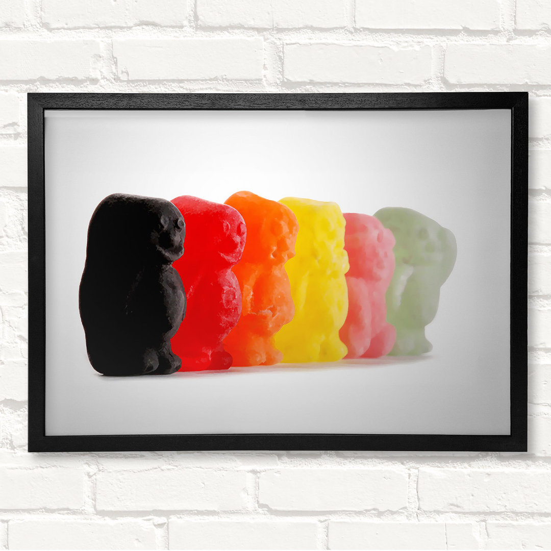 Jelly Baby Smiles - Geschlossene Ecke Rahmen Kunstdrucke auf Holz