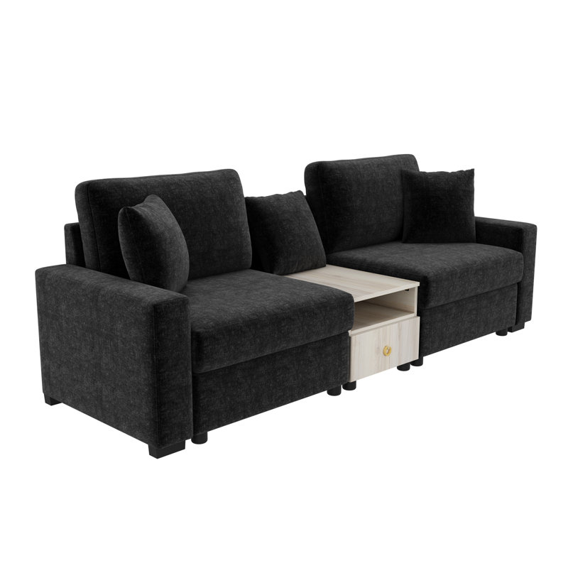 Canapé moderne peu encombrant avec revêtement et rangement en chenille, idéal pour le salon