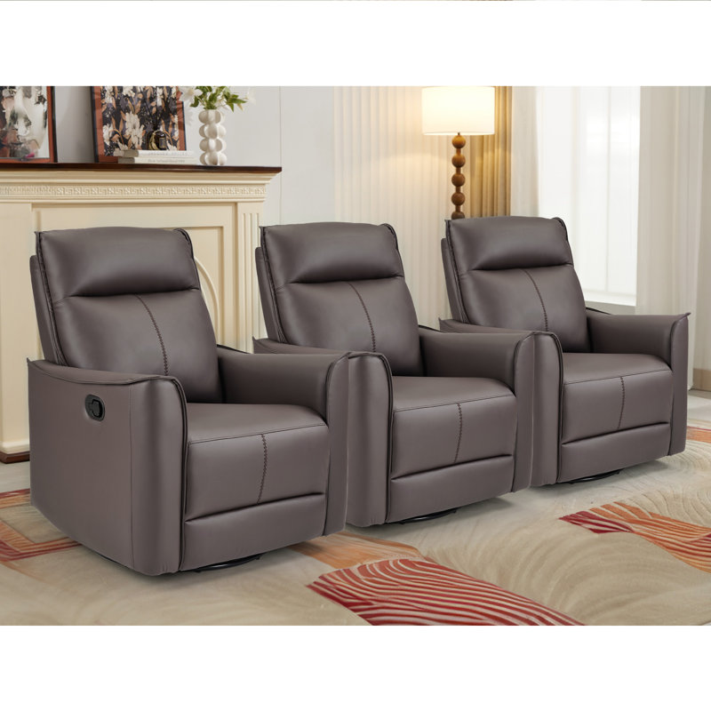 Siège de cinéma inclinable 31,5 po, Cuir végétalien brun chocolat
