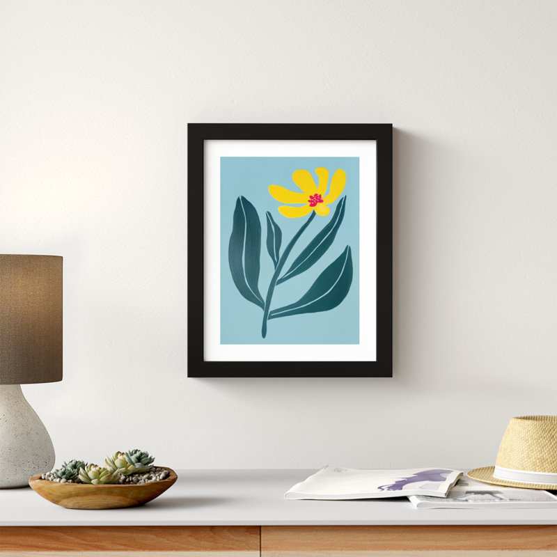 Yellow Flower by Exton - Single Picture Frame Print, Black, 13" H x 11" W x 1" D